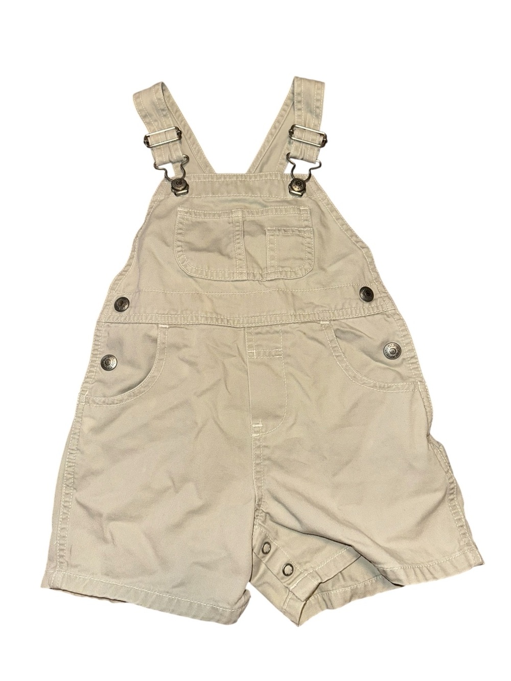 GAP Cream Short Overalls with Front Bib Pocket